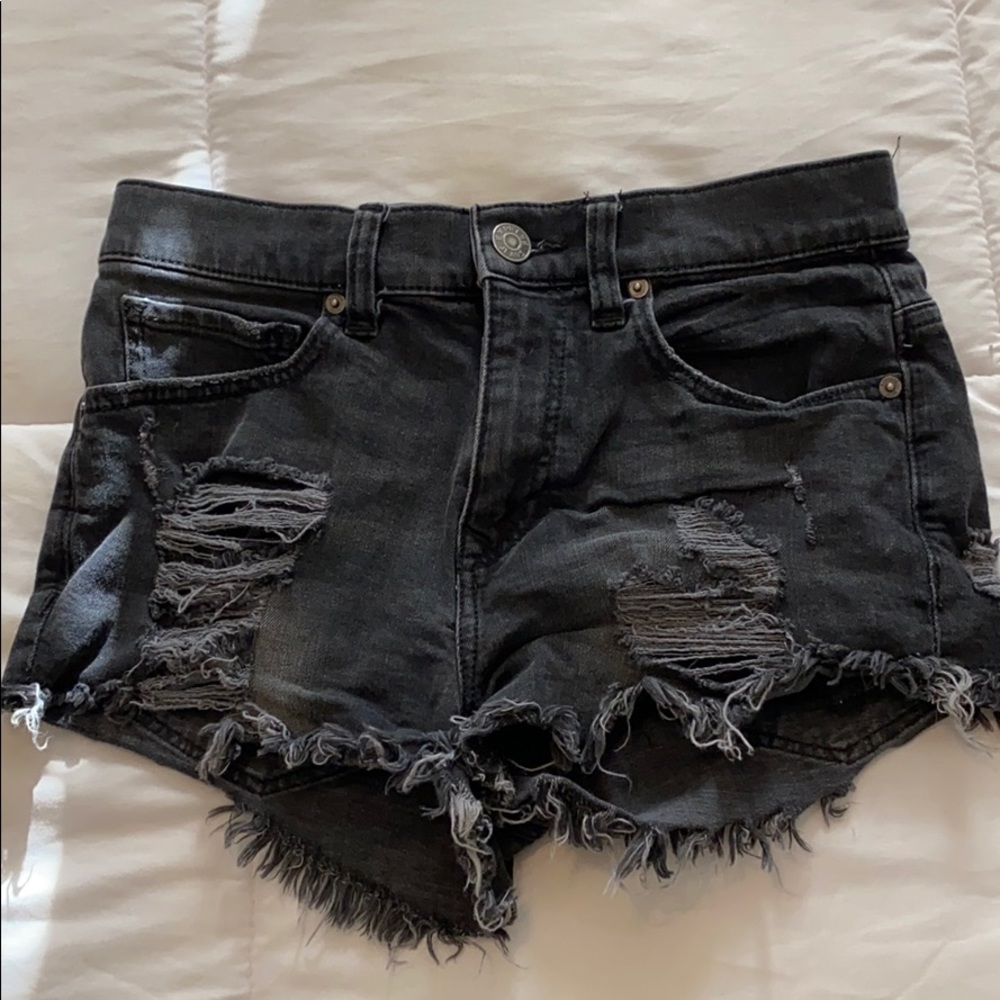 Express High Rise Distressed Denim Shorts